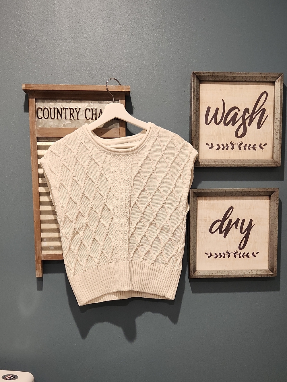 Rachel Zoe Cream Cable-Knit Sleeveless Sweater